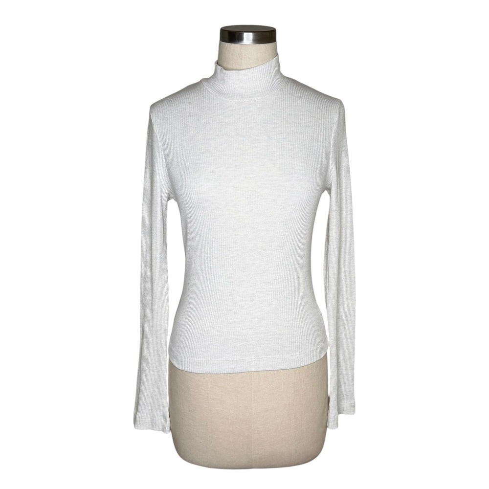 CITIZENS OF HUMANITY Mock Neck Top Gray Ribbed Knit Long Sleeve Women's Size M